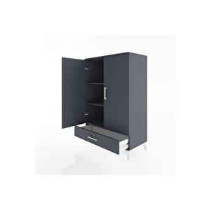 Hyperion Dolap 3 Raflı Tek Çekmeceli 2 Kapaklı 88x44x134 Antrasit-antrasit