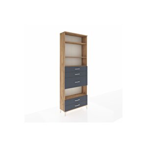 Arges Dolap 4 Raflı 5 Çekmeceli 88x30x243 Çam-antrasit