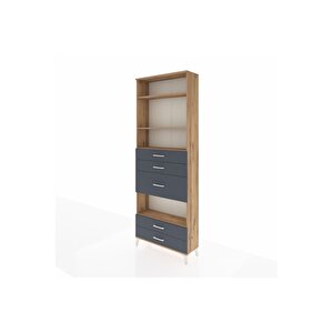 Arges Dolap 4 Raflı 5 Çekmeceli 88x30x243 Çam-antrasit