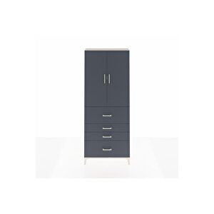 Arges Dolap 2 Raflı 4 Çekmeceli 2 Kapaklı 88x30x221 Aytaşı-antrasit