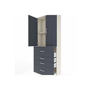 Arges Dolap 2 Raflı 4 Çekmeceli 2 Kapaklı 88x30x221 Aytaşı-antrasit