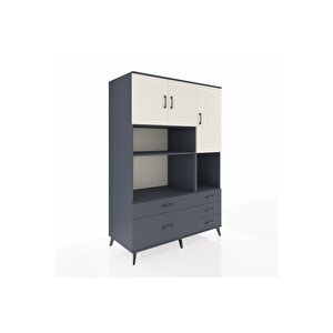 Kronos Dolap 8 Raflı 5 Çekmeceli 3 Kapaklı 132x59x195 Antrasit-aytaşı/antrasit