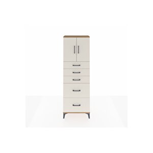 Arges Dolap 2 Raflı 5 Çekmeceli 2 Kapaklı 60x30x182 Çam-aytaşı