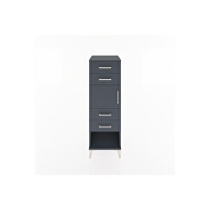Hyperion Dolap Tek Raflı 4 Çekmeceli Tek Kapaklı 44x44x134 Antrasit-antrasit