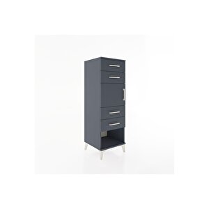 Hyperion Dolap Tek Raflı 4 Çekmeceli Tek Kapaklı 44x44x134 Antrasit-antrasit