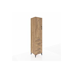 Hyperion Dolap 3 Raflı 4 Çekmeceli Tek Kapaklı 44x44x195 Çam-çam