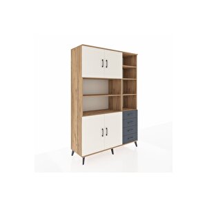 Hyperion Dolap 9 Raflı 4 Çekmeceli 4 Kapaklı 132x44x195 Çam-aytaşı/antrasit