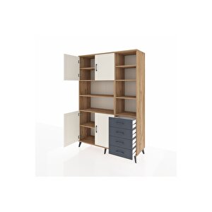 Hyperion Dolap 9 Raflı 4 Çekmeceli 4 Kapaklı 132x44x195 Çam-aytaşı/antrasit