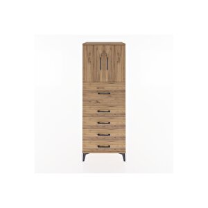 Hyperion Dolap 2 Raflı 5 Çekmeceli 2 Kapaklı 60x44x163 Çam-çam