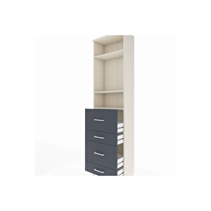 Arges Dolap 3 Raflı 4 Çekmeceli 60x30x221 Aytaşı-antrasit