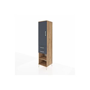 Hyperion Dolap Tek Raflı 2 Çekmeceli Tek Askılı 44x44x195 Çam-antrasit