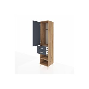 Hyperion Dolap Tek Raflı 2 Çekmeceli Tek Askılı 44x44x195 Çam-antrasit