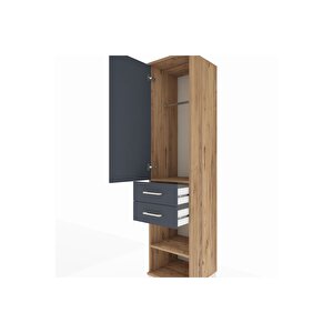 Hyperion Dolap Tek Raflı 2 Çekmeceli Tek Askılı 44x44x195 Çam-antrasit