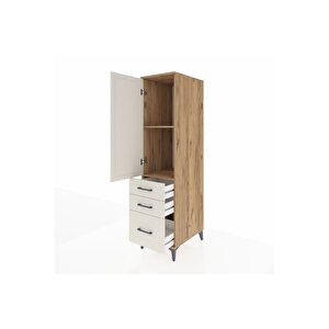 Kronos Dolap 2 Raflı 3 Çekmeceli Tek Kapaklı 44x59x182 Çam-aytaşı