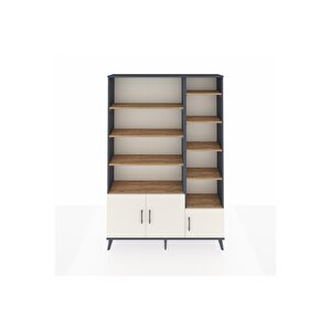 Arges Dolap 10 Raflı 3 Kapaklı 132x30x195 Antrasit-aytaşı/çam