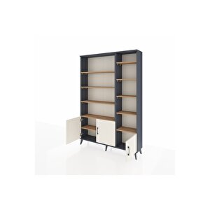 Arges Dolap 10 Raflı 3 Kapaklı 132x30x195 Antrasit-aytaşı/çam