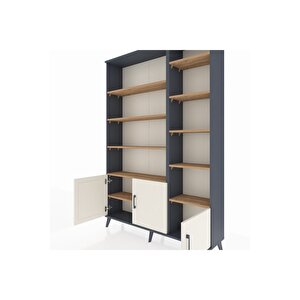 Arges Dolap 10 Raflı 3 Kapaklı 132x30x195 Antrasit-aytaşı/çam