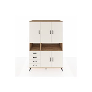 Kronos Dolap 7 Raflı 4 Çekmeceli 5 Kapaklı 132x59x195 Çam-aytaşı/aytaşı