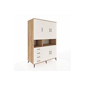 Kronos Dolap 7 Raflı 4 Çekmeceli 5 Kapaklı 132x59x195 Çam-aytaşı/aytaşı
