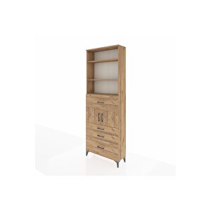 Arges Dolap 4 Raflı 4 Çekmeceli 2 Kapaklı 88x30x243 Çam-çam