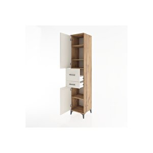 Hyperion Dolap 4 Raflı 2 Çekmeceli 2 Kapaklı 44x44x221 Çam-aytaşı