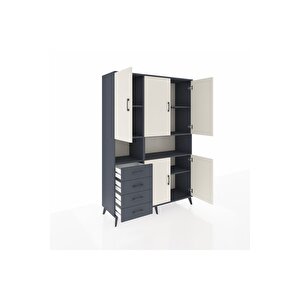 Hyperion Dolap 7 Raflı 4 Çekmeceli 5 Kapaklı 132x44x195 Antrasit-aytaşı/antrasit