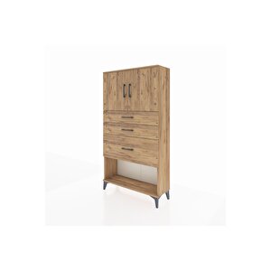 Arges Dolap 2 Raflı 3 Çekmeceli 2 Kapaklı 88x30x163 Çam-çam