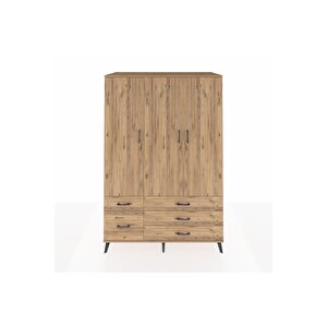 Kronos Dolap 5 Raflı 5 Çekmeceli Tek Askılı 132x59x195 Çam-çam/çam