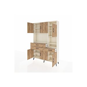 Arges Gardrop 10 Raflı 3 Çekmeceli 6 Kapaklı 132x30x195 Aytaşı-çam