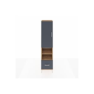 Hyperion Dolap 5 Raflı Tek Çekmeceli Tek Kapaklı 44x44x195 Çam-antrasit