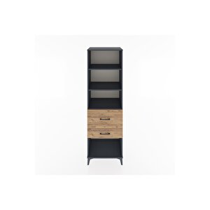 Hyperion Dolap 3 Raflı 2 Çekmeceli 60x44x195 Antrasit-çam