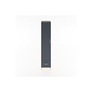 Hyperion Dolap 5 Raflı Tek Çekmeceli Tek Kapaklı 44x44x221 Çam-antrasit