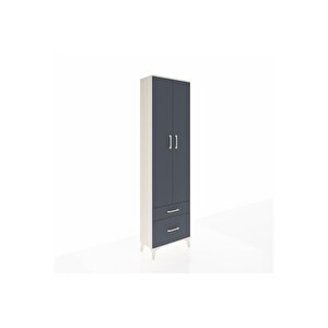 Arges Dolap 4 Raflı 2 Çekmeceli 2 Kapaklı 60x30x221 Aytaşı-antrasit