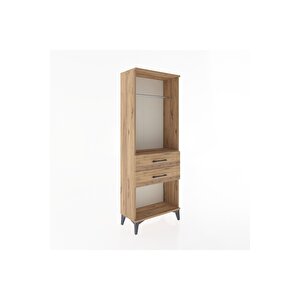 Arges Dolap Tek Raflı 2 Çekmeceli Tek Askılı 60x30x163 Çam-çam