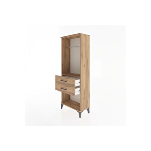 Arges Dolap Tek Raflı 2 Çekmeceli Tek Askılı 60x30x163 Çam-çam