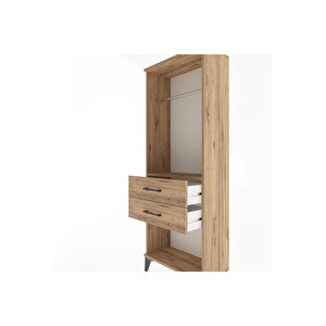 Arges Dolap Tek Raflı 2 Çekmeceli Tek Askılı 60x30x163 Çam-çam