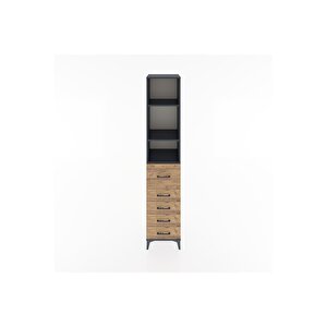 Hyperion Dolap 3 Raflı 5 Çekmeceli 44x44x221 Antrasit-çam