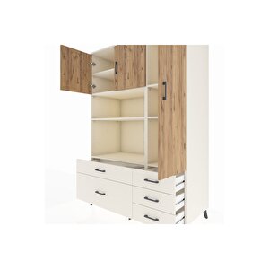 Kronos Dolap 7 Raflı 5 Çekmeceli 3 Kapaklı 132x59x195 Aytaşı-çam/aytaşı