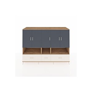 Kronos Dolap 12 Raflı 3 Çekmeceli 5 Kapaklı 220x59x163 Çam-antrasit/aytaşı