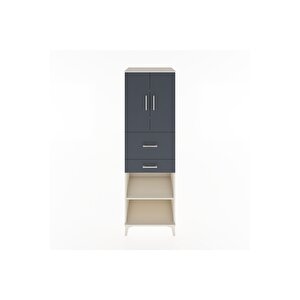 Hyperion Dolap 4 Raflı 2 Çekmeceli 2 Kapaklı 60x44x195 Aytaşı-antrasit