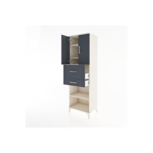 Hyperion Dolap 4 Raflı 2 Çekmeceli 2 Kapaklı 60x44x195 Aytaşı-antrasit