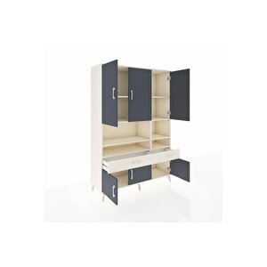 Hyperion Dolap 8 Raflı 2 Çekmeceli 6 Kapaklı 132x44x195 Aytaşı-antrasit/aytaşı