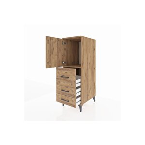 Kronos Dolap Tek Raflı 3 Çekmeceli Tek Kapaklı 44x59x134 Çam-çam