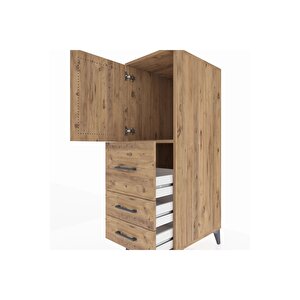 Kronos Dolap Tek Raflı 3 Çekmeceli Tek Kapaklı 44x59x134 Çam-çam
