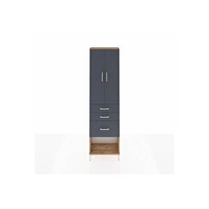 Arges Dolap 2 Raflı 3 Çekmeceli Tek Askılı 60x30x221 Çam-antrasit