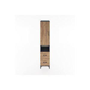 Hyperion Dolap 3 Raflı 2 Çekmeceli Tek Askılı 44x44x221 Antrasit-çam