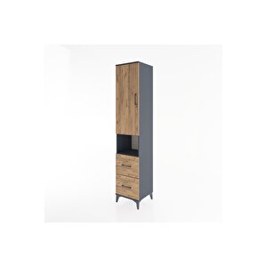Hyperion Dolap 3 Raflı 2 Çekmeceli Tek Askılı 44x44x221 Antrasit-çam