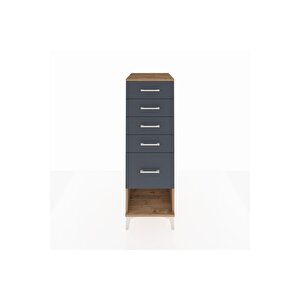 Kronos Dolap 5 Çekmeceli 44x59x134 Çam-antrasit