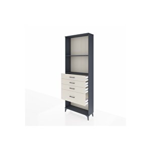 Arges Dolap 2 Raflı 4 Çekmeceli 88x30x243 Antrasit-aytaşı