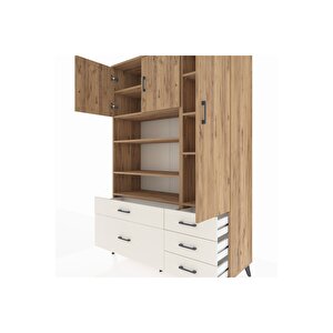 Hyperion Dolap 9 Raflı 5 Çekmeceli 3 Kapaklı 132x44x195 Çam-çam/aytaşı